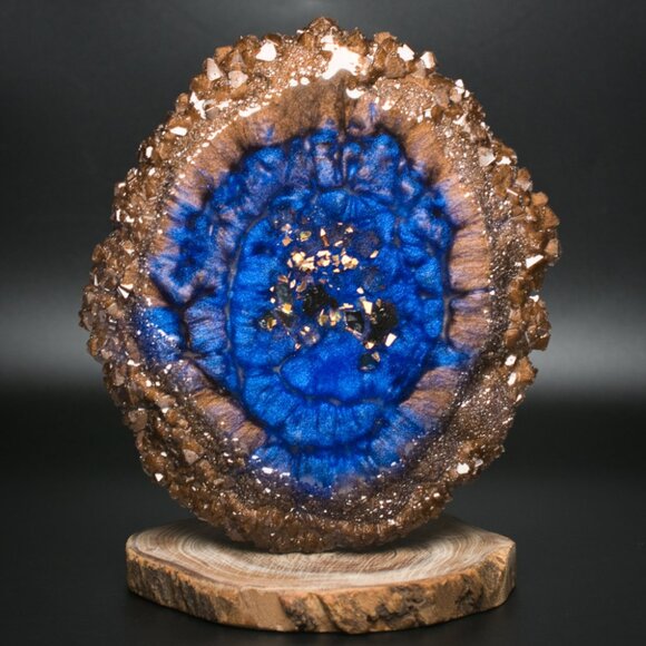 Blue Chocolate Crystal Edge Vanity Tray | Candle Tray | Jewelry Tray | Ring Tray - Picture 1 of 3